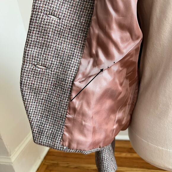 Vintage 50s Brown Wool Tweed Bespoke Blazer Large Quiet Luxury Academia - Picture 12 of 14